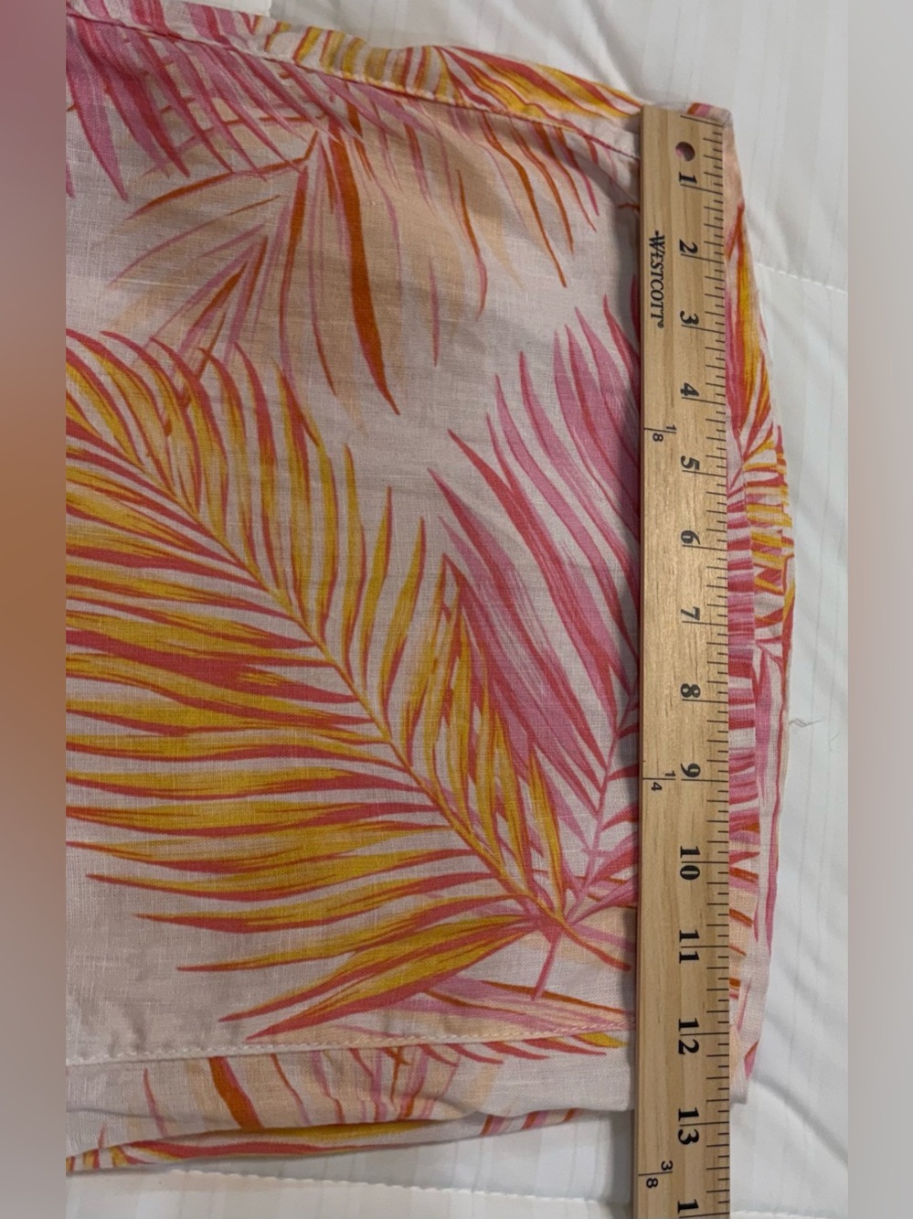 Tahari Linen Wide Leg Pant in Pink, Yellow & White Palm Print Size M - Picture 7 of 7